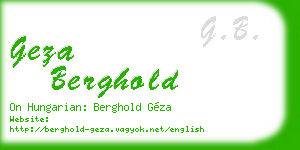 geza berghold business card
